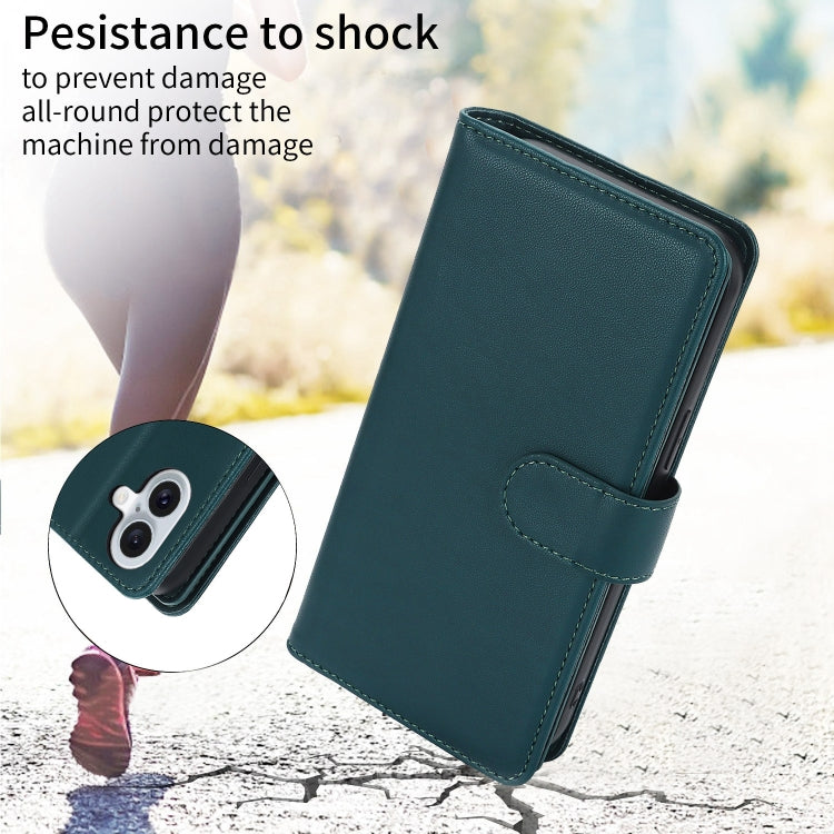 For iPhone 16 Multi-Card Wallet RFID Leather Phone Case(Green) - iPhone 16 Cases by buy2fix | Online Shopping UK | buy2fix