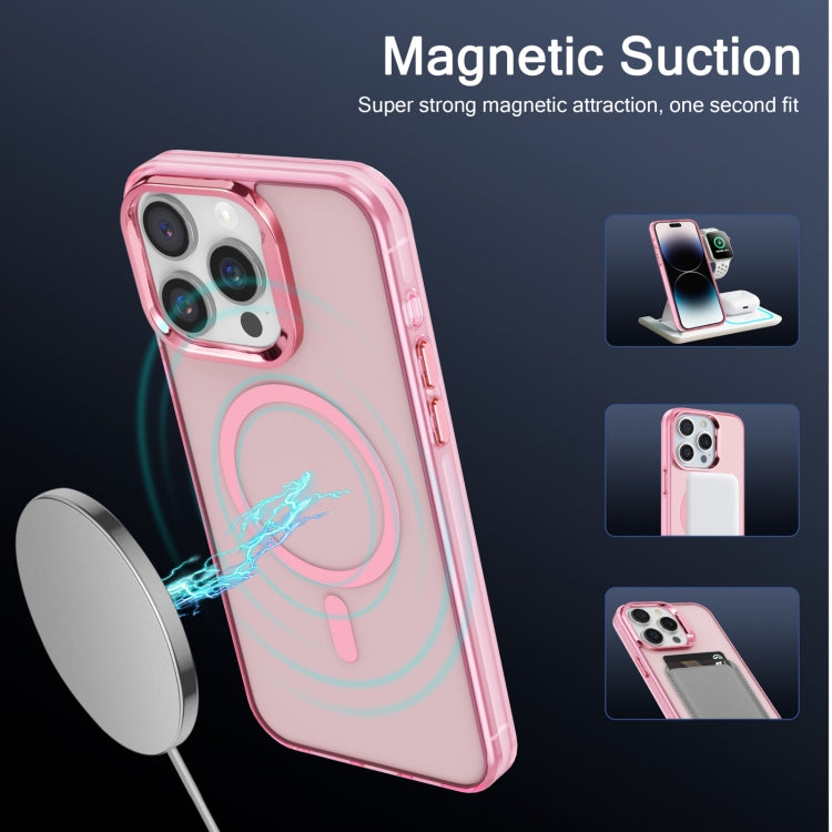 For iPhone 12 Pro Max Electroplated IMD Magsafe PC Hybrid TPU Phone Case(Pink) - iPhone 12 Pro Max Cases by buy2fix | Online Shopping UK | buy2fix