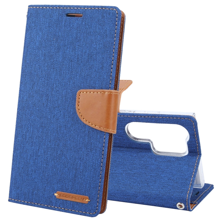 For Samsung Galaxy S24 Ultra 5G GOOSPERY CANVAS DIARY Fabric Texture Flip Leather Phone Case(Blue) - Galaxy S24 Ultra 5G Cases by GOOSPERY | Online Shopping UK | buy2fix