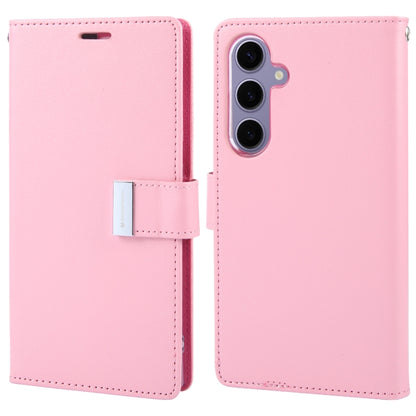 For Samsung Galaxy S24+ 5G GOOSPERY RICH DIARY Crazy Horse Texture Leather Phone Case(Pink) - Galaxy S24+ 5G Cases by GOOSPERY | Online Shopping UK | buy2fix