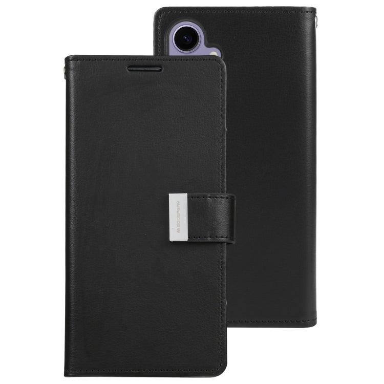 For Samsung Galaxy S24+ 5G GOOSPERY RICH DIARY Crazy Horse Texture Leather Phone Case(Black) - Galaxy S24+ 5G Cases by GOOSPERY | Online Shopping UK | buy2fix