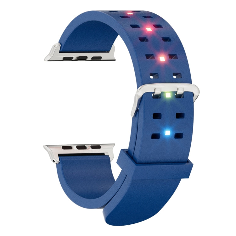 For Apple Watch Series 3 38mm Luminous Colorful Light Silicone Watch Band(Blue) - Watch Bands by buy2fix | Online Shopping UK | buy2fix