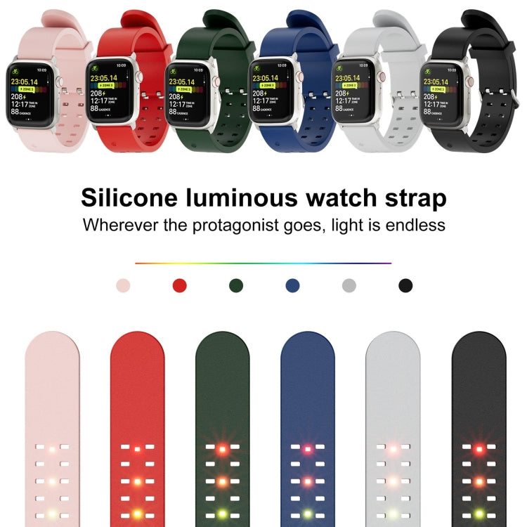 For Apple Watch Series 7 41mm Luminous Colorful Light Silicone Watch Band(Blue) - Watch Bands by buy2fix | Online Shopping UK | buy2fix