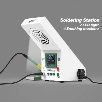 BEST BST-938 LED Electric Iron Smoking Instrument Smoke Purifier Soldering Station with Exhaust Fan, EU Plug - Soldering Iron Set by BEST | Online Shopping UK | buy2fix