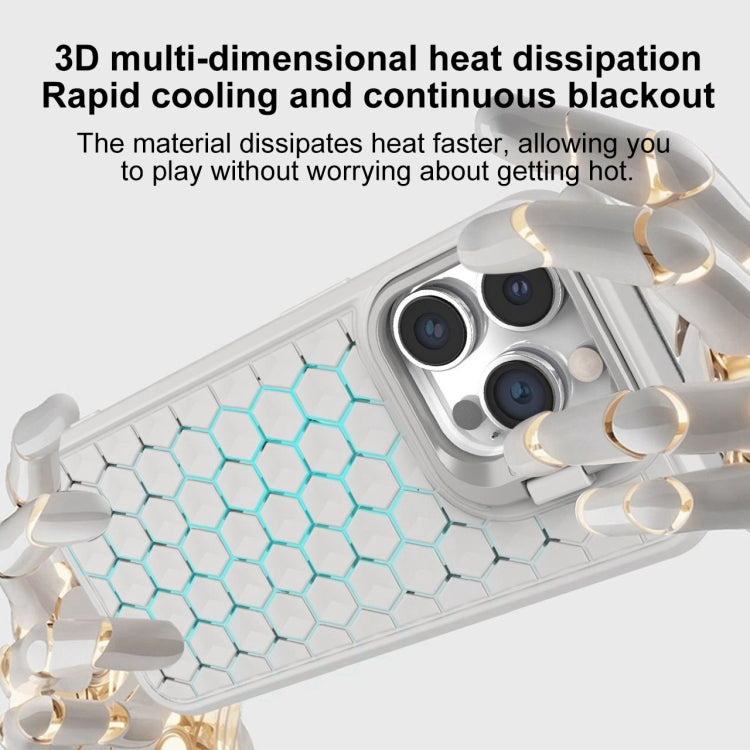 For iPhone 16 Pro Max Honeycomb Radiating Lens Holder Magsafe Phone Case(Blue) - iPhone 16 Pro Max Cases by buy2fix | Online Shopping UK | buy2fix