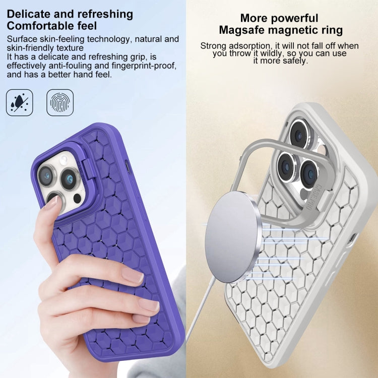 For iPhone 16 Pro Honeycomb Radiating Lens Holder Magsafe Phone Case(Blue) - iPhone 16 Pro Cases by buy2fix | Online Shopping UK | buy2fix