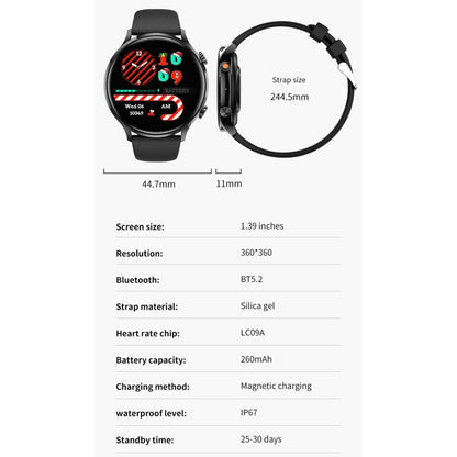 QS40 1.39 inch BT5.2 Smart Sport Watch, Support Bluetooth Call / Sleep / Blood Oxygen / Temperature / Heart Rate / Blood Pressure Health Monitor(Grey) - Smart Watches by buy2fix | Online Shopping UK | buy2fix