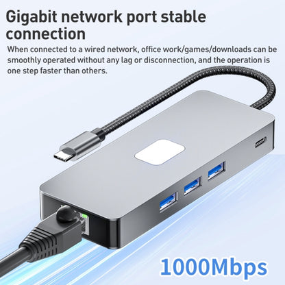 BYL-2401 8 in 1 Type-C to PD100W + USB3.0 + HDMI + DP + RJ45 HUB Docking Station(Space Grey) - USB HUB by buy2fix | Online Shopping UK | buy2fix