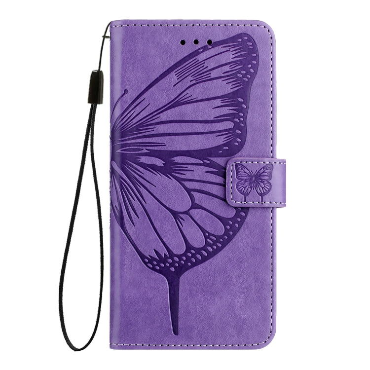 For Google Pixel 9 Pro XL Embossed Butterfly Leather Phone Case(Purple) - Google Cases by buy2fix | Online Shopping UK | buy2fix