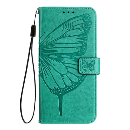 For Google Pixel 9 Pro XL Embossed Butterfly Leather Phone Case(Green) - Google Cases by buy2fix | Online Shopping UK | buy2fix