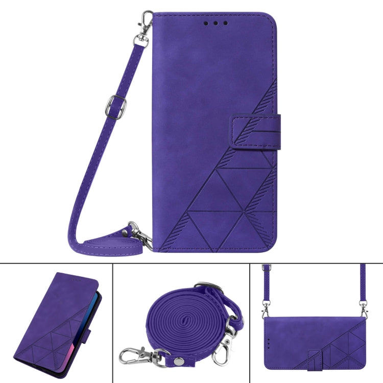 For Google Pixel 9 Pro Crossbody 3D Embossed Flip Leather Phone Case(Purple) - Google Cases by buy2fix | Online Shopping UK | buy2fix