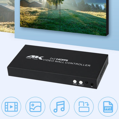 XP02 4K 2x2 HDMI Video Wall Controller Multi-screen Splicing Processor, Style:Ordinary(UK Plug) - Splitter by buy2fix | Online Shopping UK | buy2fix