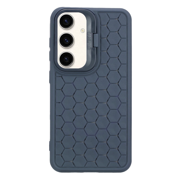 For Samsung Galaxy S24 5G Honeycomb Radiating Lens Holder Magsafe Phone Case(Blue) - Galaxy S24 5G Cases by buy2fix | Online Shopping UK | buy2fix