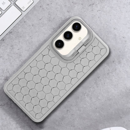 For Samsung Galaxy S24 5G Honeycomb Radiating Lens Holder Magsafe Phone Case(Grey) - Galaxy S24 5G Cases by buy2fix | Online Shopping UK | buy2fix