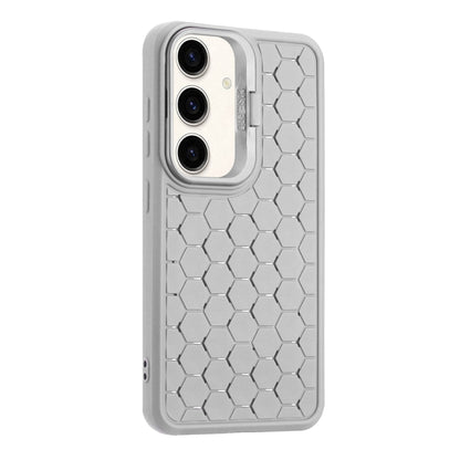 For Samsung Galaxy S24 5G Honeycomb Radiating Lens Holder Magsafe Phone Case(Grey) - Galaxy S24 5G Cases by buy2fix | Online Shopping UK | buy2fix