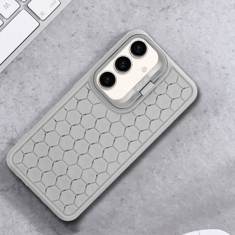 For Samsung Galaxy S23 FE 5G Honeycomb Radiating Lens Holder Magsafe Phone Case(Grey) - Galaxy S23 FE 5G Cases by buy2fix | Online Shopping UK | buy2fix