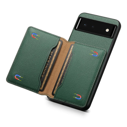 For Google Pixel 6 Calf Texture Card Bag Design Full Coverage Phone Case(Green) - Google Cases by buy2fix | Online Shopping UK | buy2fix