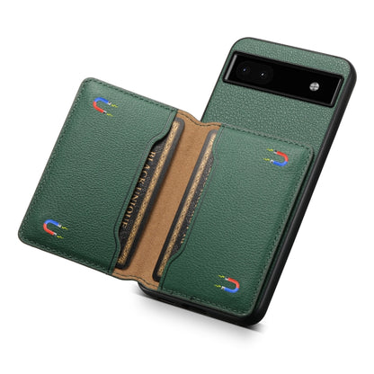 For Google Pixel 6a Calf Texture Card Bag Design Full Coverage Phone Case(Green) - Google Cases by buy2fix | Online Shopping UK | buy2fix