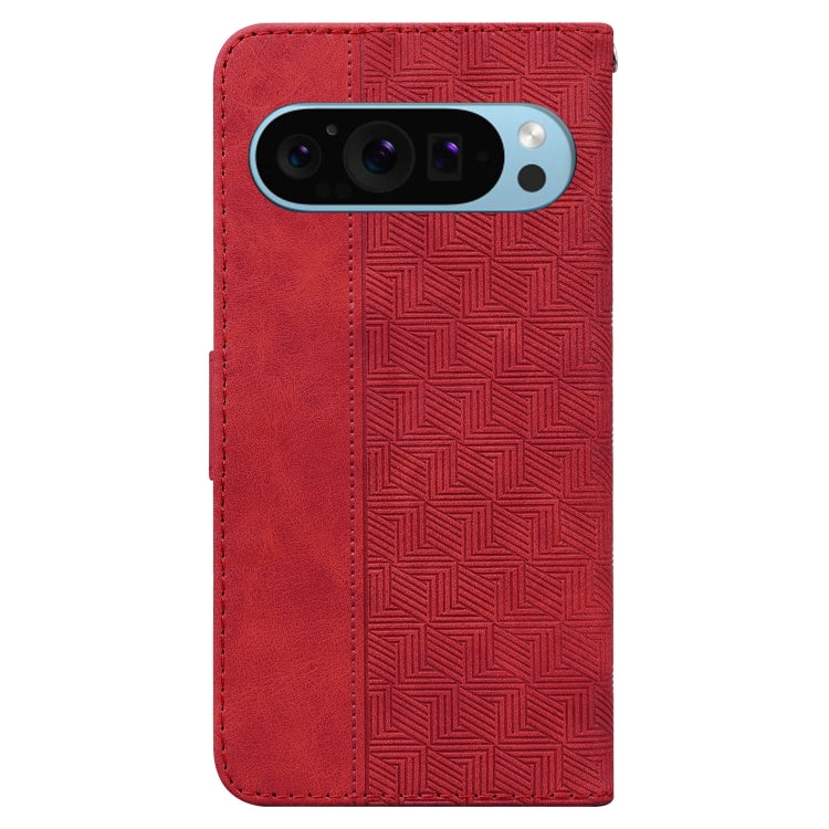 For Google Pixel 9 Geometric Embossed Leather Phone Case(Red) - Google Cases by buy2fix | Online Shopping UK | buy2fix