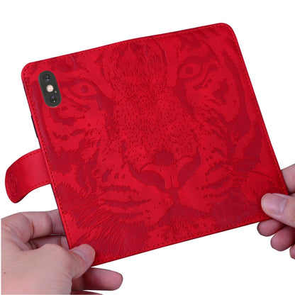 For Google Pixel 9 Tiger Embossing Pattern Flip Leather Phone Case(Red) - Google Cases by buy2fix | Online Shopping UK | buy2fix