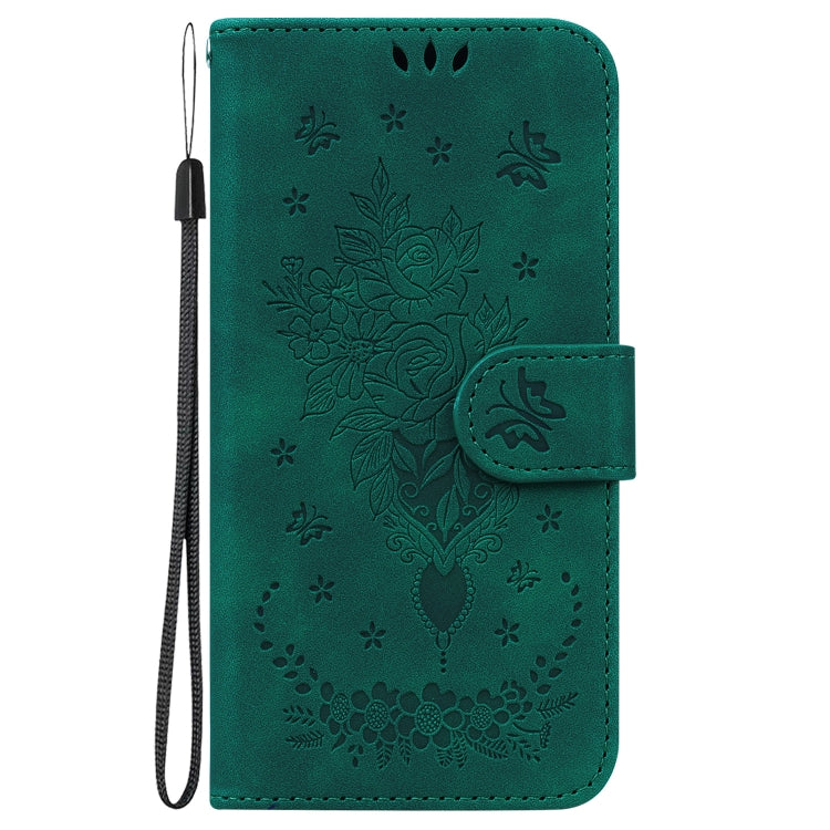 For Google Pixel 9 Butterfly Rose Embossed Leather Phone Case(Green) - Google Cases by buy2fix | Online Shopping UK | buy2fix