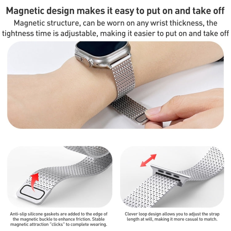 For Apple Watch 42mm Milanese Loop Magnetic Clasp Stainless Steel Watch Band(Silver) - Watch Bands by buy2fix | Online Shopping UK | buy2fix