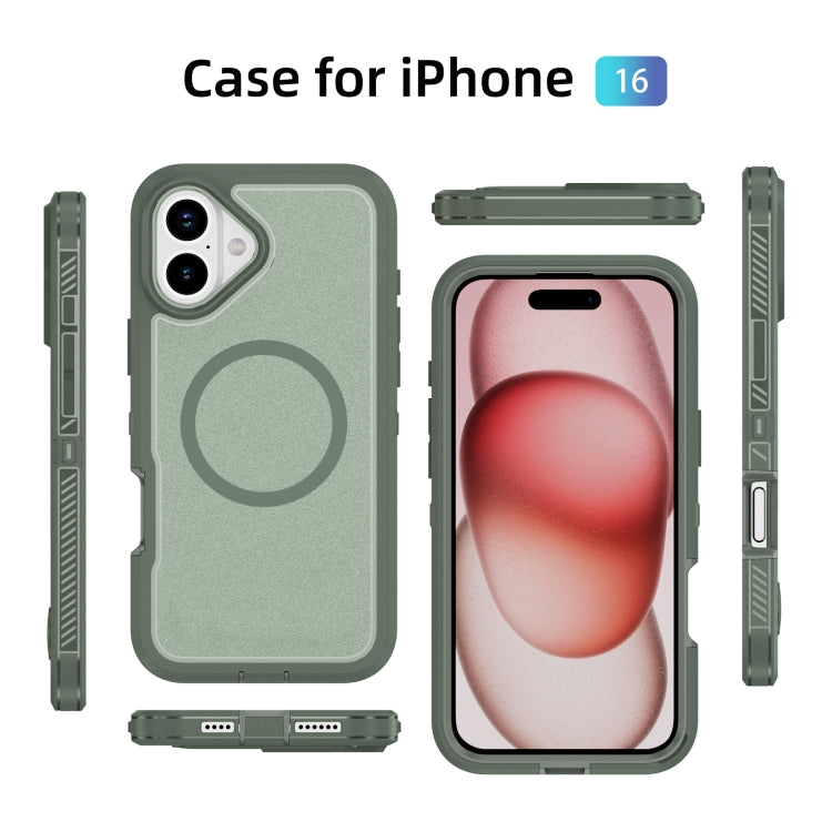 For iPhone 16 Guard Magsafe Magnetic Ring Matte Phone Case(Green) - iPhone 16 Cases by buy2fix | Online Shopping UK | buy2fix