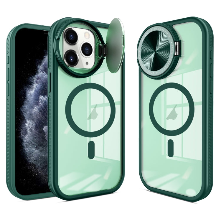 For iPhone 11 Pro Round Camshield MagSafe TPU Hybrid PC Phone Case(Green) - iPhone 11 Pro Cases by buy2fix | Online Shopping UK | buy2fix