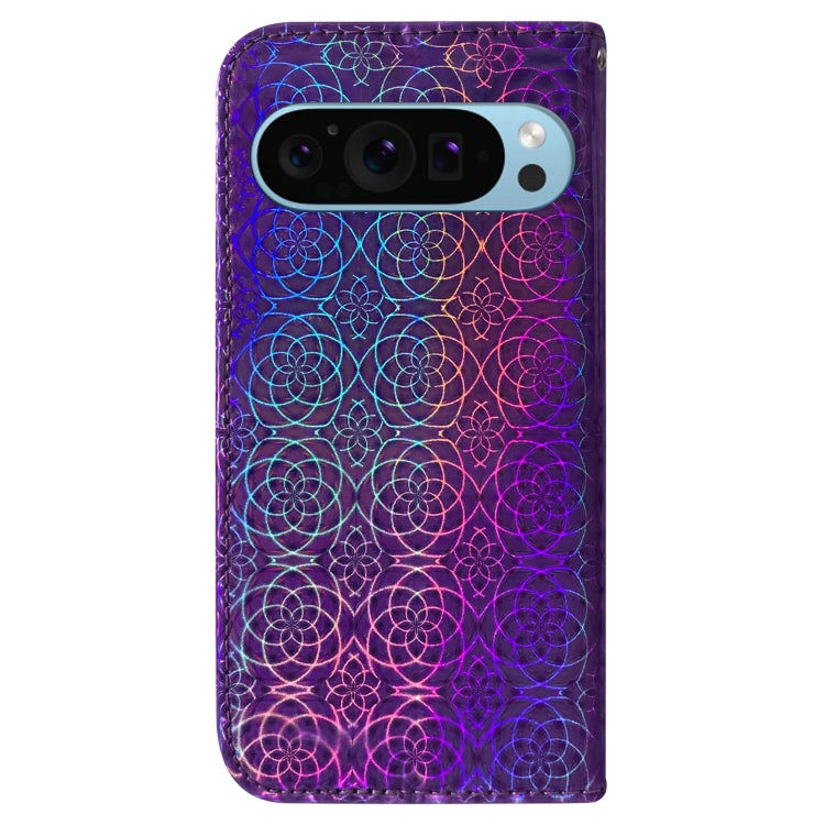 For Google Pixel 9 Colorful Magnetic Buckle Leather Phone Case(Purple) - Google Cases by buy2fix | Online Shopping UK | buy2fix