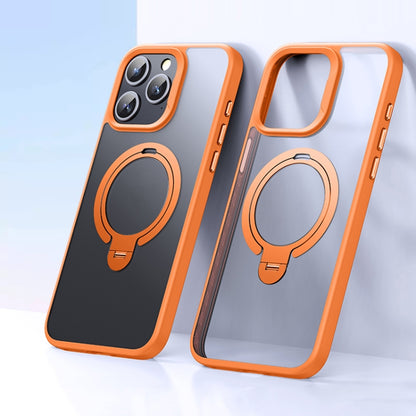 For iPhone 12 Pro Max Double Ring MagSafe Magnetic Holder Phone Case(Matte Orange) - iPhone 12 Pro Max Cases by buy2fix | Online Shopping UK | buy2fix