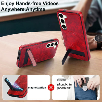 For Samsung Galaxy S23 5G Retro Leather Invisible Stand MagSafe Phone Case(Red) - Galaxy S23 5G Cases by buy2fix | Online Shopping UK | buy2fix