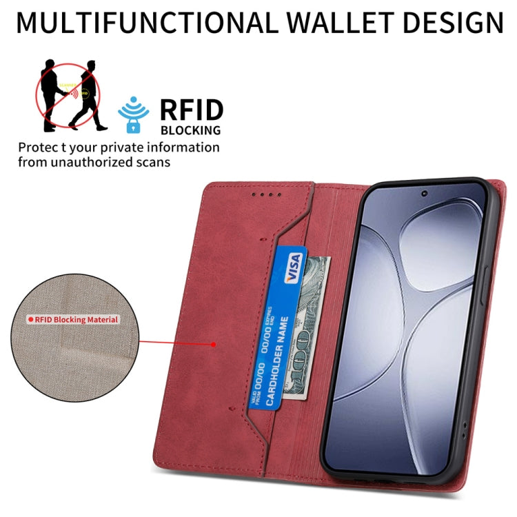 For Redmi K70 Ultra Business Solid Color Magnetic RFID Leather Phone Case(Red) - Xiaomi Cases by buy2fix | Online Shopping UK | buy2fix