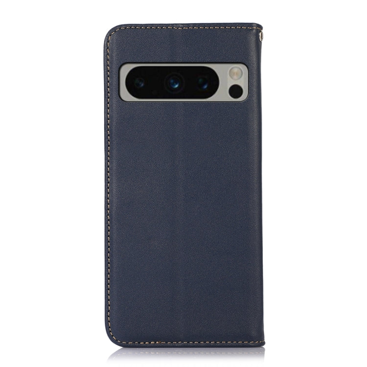 For Google Pixel 9 Pro KHAZNEH Nappa Top Layer Cowhide Leather Phone Case(Blue) - Google Cases by buy2fix | Online Shopping UK | buy2fix