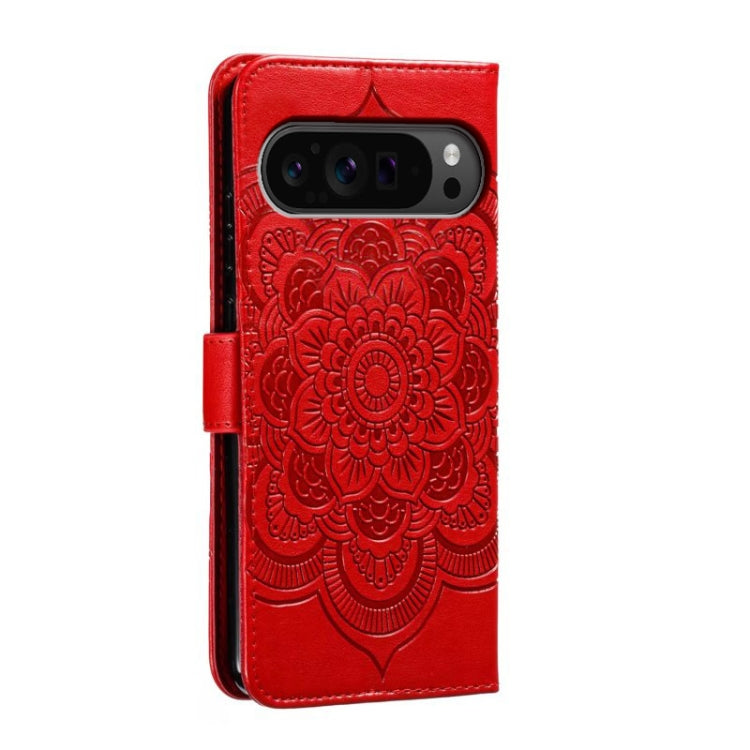 For Google Pixel 9 Pro Sun Mandala Embossing Pattern Phone Leather Case(Red) - Google Cases by buy2fix | Online Shopping UK | buy2fix