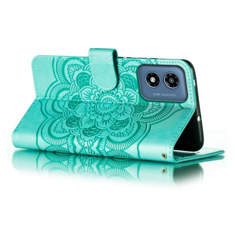 For Motorola Moto G Play 2024 Sun Mandala Embossing Pattern Phone Leather Case(Green) - Motorola Cases by buy2fix | Online Shopping UK | buy2fix