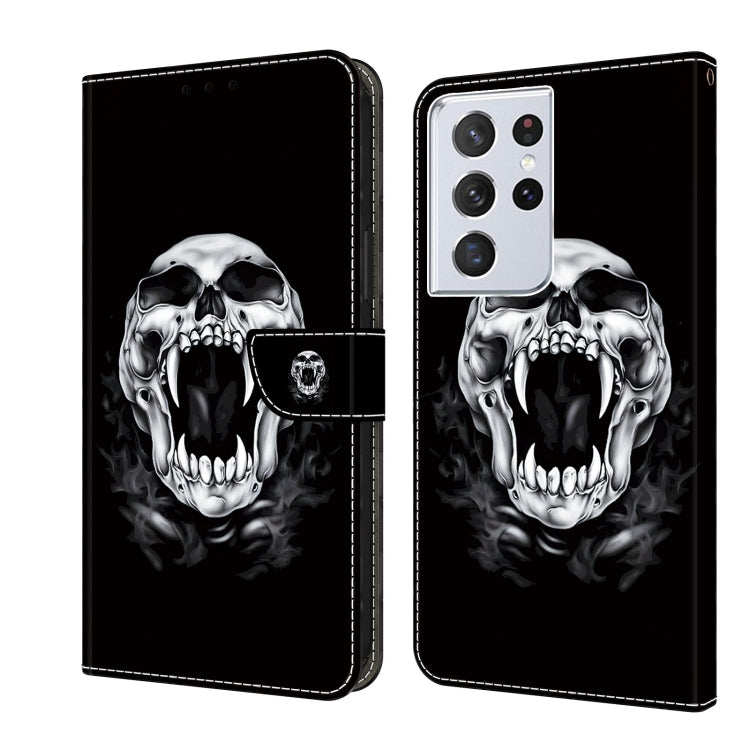 For Samsung Galaxy S21 Ultra 5G Crystal Painted Leather Phone case(Skull) - Galaxy S21 Ultra 5G Cases by buy2fix | Online Shopping UK | buy2fix
