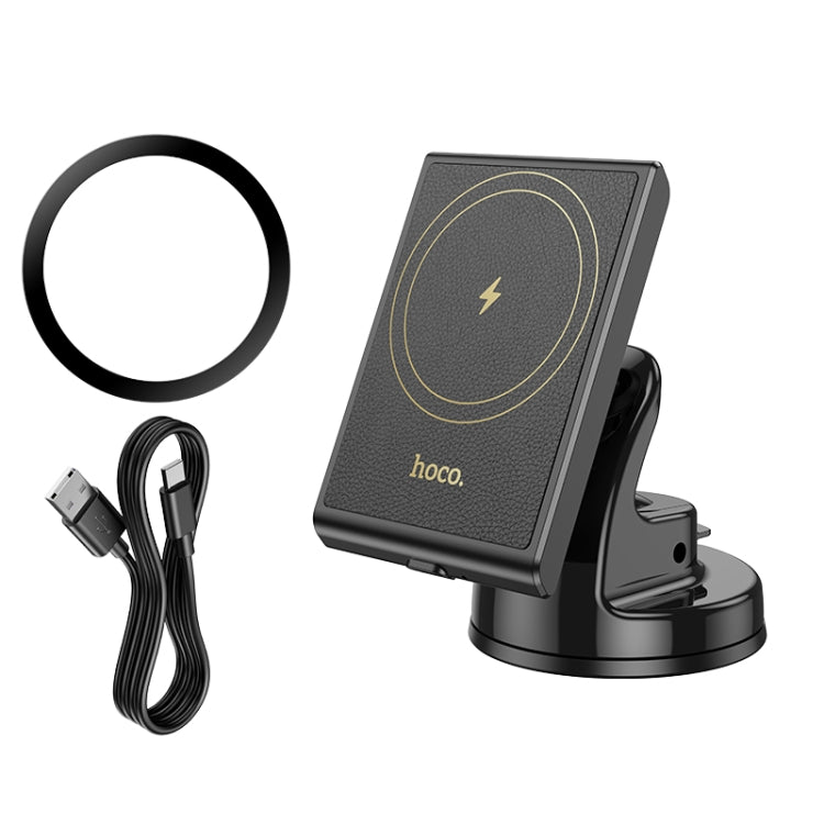 hoco HW20 Precious Magnetic Wireless Fast Charging Car Center Console Holder(Black) - Wireless Charger Holders by hoco | Online Shopping UK | buy2fix