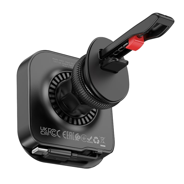 hoco HW23 Might Retractable Magnetic Wireless Fast Charging Car Air Outlet Holder(Black) - Wireless Charger Holders by hoco | Online Shopping UK | buy2fix