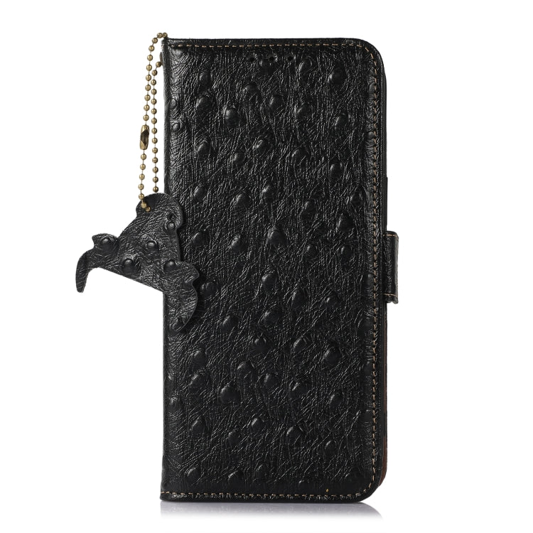 For Google Pixel 9 Ostrich Pattern Genuine Leather RFID Phone Case(Black) - Google Cases by buy2fix | Online Shopping UK | buy2fix