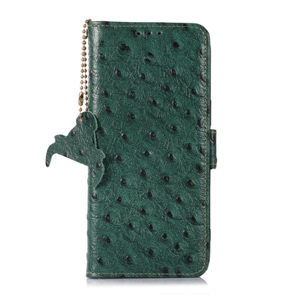 For Google Pixel 9 Pro Ostrich Pattern Genuine Leather RFID Phone Case(Green) - Google Cases by buy2fix | Online Shopping UK | buy2fix