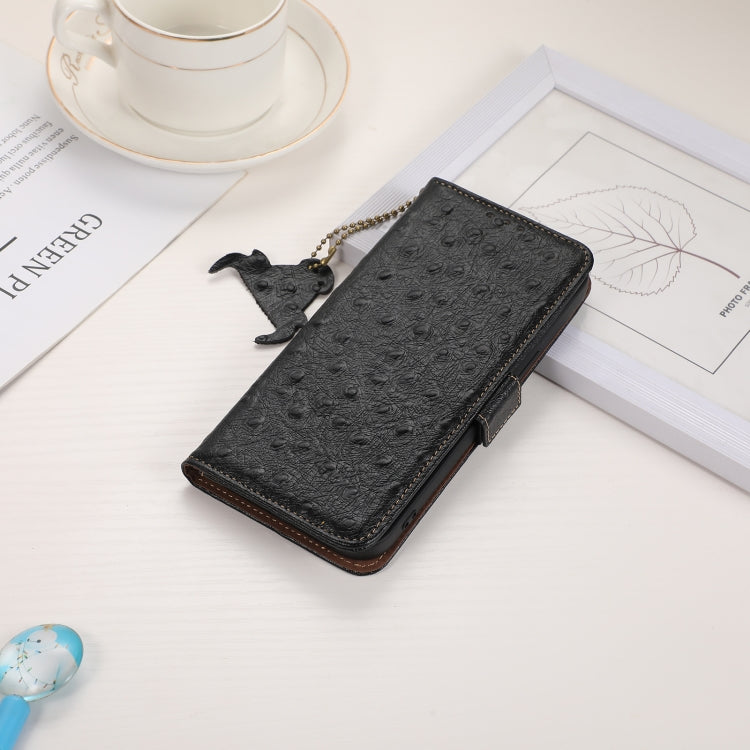 For Google Pixel 9 Pro Ostrich Pattern Genuine Leather RFID Phone Case(Black) - Google Cases by buy2fix | Online Shopping UK | buy2fix