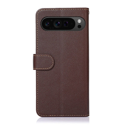 For Google Pixel 9 Pro KHAZNEH Litchi Texture Leather RFID Phone Case(Brown) - Google Cases by buy2fix | Online Shopping UK | buy2fix