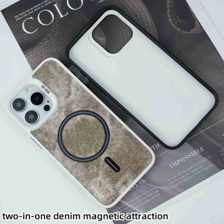 For iPhone 13 Pro Contrast Color Denim MagSafe Magnetic Phone Case(Grey Blue) - iPhone 13 Pro Cases by buy2fix | Online Shopping UK | buy2fix