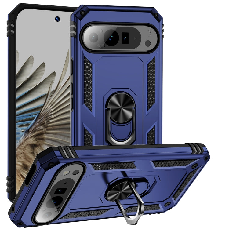 For Google Pixel 9 Pro Shockproof TPU + PC Phone Case with Holder(Blue) - Google Cases by buy2fix | Online Shopping UK | buy2fix