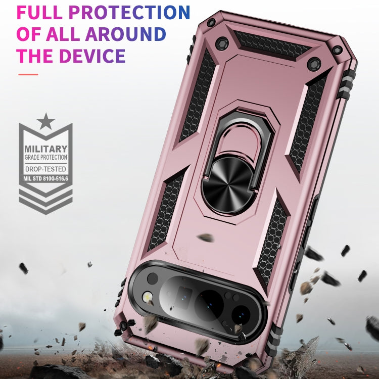 For Google Pixel 9 Shockproof TPU + PC Phone Case with Holder(Rose Gold) - Google Cases by buy2fix | Online Shopping UK | buy2fix