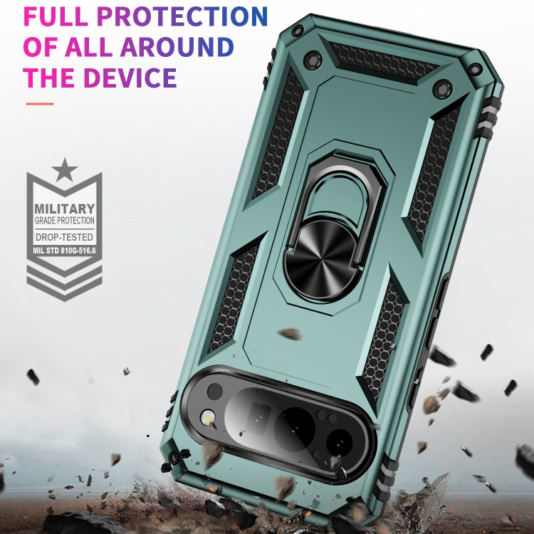 For Google Pixel 9 Shockproof TPU + PC Phone Case with Holder(Dark Green) - Google Cases by buy2fix | Online Shopping UK | buy2fix