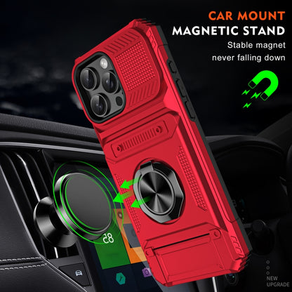 For iPhone 16 Pro Max TPU+PC Shockproof Card Phone Case with Metal Ring Holder(Red) - iPhone 16 Pro Max Cases by buy2fix | Online Shopping UK | buy2fix