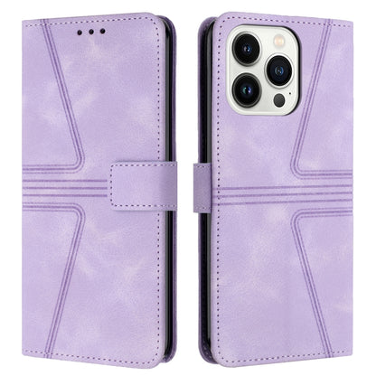 For iPhone 16 Pro Max Triangle Solid Color Leather Phone Case(Purple) - iPhone 16 Pro Max Cases by buy2fix | Online Shopping UK | buy2fix