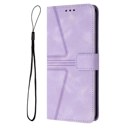 For iPhone 16 Triangle Solid Color Leather Phone Case(Purple) - iPhone 16 Cases by buy2fix | Online Shopping UK | buy2fix