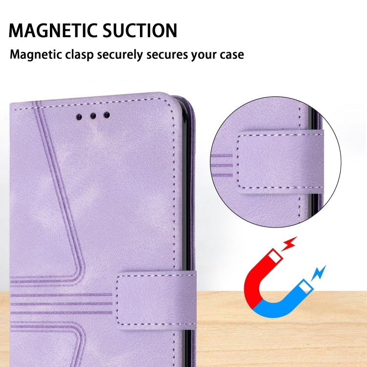 For iPhone 16 Triangle Solid Color Leather Phone Case(Purple) - iPhone 16 Cases by buy2fix | Online Shopping UK | buy2fix